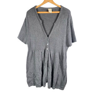 Faded Glory Y2K Cardigan Sweater 4X Babydoll Gray Knit Whimsigoth Fairy Grunge
